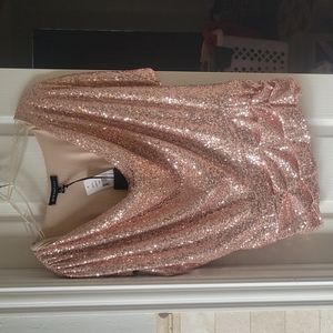 Gibsonlook Champagne Sequins Party Top Large